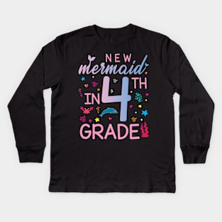 New Mermaid In 4th Grade Happy Student Senior Back To School Kids Long Sleeve T-Shirt